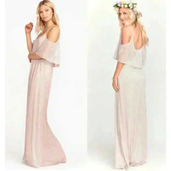 SHOW ME YOUR MUMU Caitlin Ruffle Maxi Dress - XXS - Magic Mauve Glimmer - NWT - Picture 3 of 6